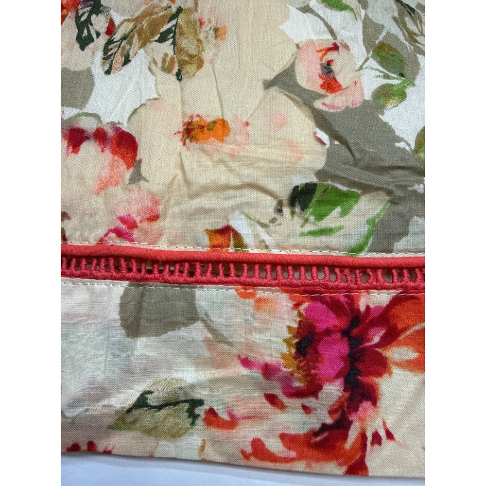 New Directions Floral Sun Dress Ivory Peach Ruffle Button Smocked Back Size 4 - Picture 9 of 14